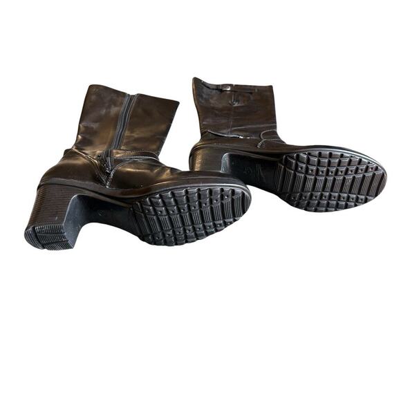 Dansko Nevada Tall Leather Boots Women EUR 40 Side Zip Black Heel Adjustable Top - Picture 2 of 6